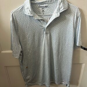 Kenneth Cole Light Blue Patterned Golf Polo